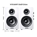 Sanyun SW208 3" Active Bluetooth 5.0 Bookshelf Speakers – 60W Carbon Fiber Speaker Unit - Built-in 24bit DAC - Dynamic 3D Surround Sound – 2.0 Computer PC Monitor Gaming Speakers (Pair, White)