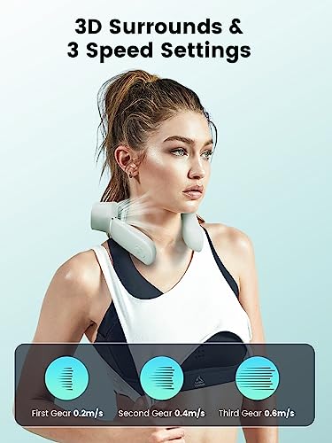 𝟐𝟎𝟐𝟑𝐍𝐄𝐖 AMLINK Neck Air Conditioner Fan, Portable Neck Fan with Refrigerating Chip, 360° Around Cooling Neck Fan, 4000mAh Rechargeable Personal Hands Free Fan 3-Speed Low Noise for Home/Outdoor