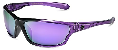 Nitrogen Polarized Wrap Around Sport Sunglasses for Men Women UV400 Sports Sun Glasses, Crystal Purple | Revo Purple, One size fits most