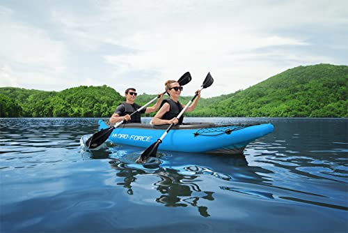 Bestway Hydro-Force 2-Person Cove Champion Inflatable Kayak Set | Includes Kayak, 2 Aluminum Paddles, Hand Pump, 2 Fins, and Carry Bag