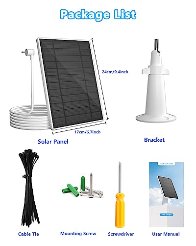 7W Solar Panel Charger Compatible with Ring Stick Up Cam & Spotlight Cam Battery, 5V Continuous Solar Power for Ring Camera, 3.5mm Plug to Device, 13ft Cable IP65 Waterproof, Adjustable Mount, 4 Pack