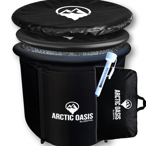 ARCTIC OASIS - Ice Bath Tub, Ice Plunge Bathtubs, Portable Bathtub, Fitness/Rehab Ice Bath for Athletes, Portable Ice Plunge Therapy Tub, Cold Recovery Bucket, Larger Size, Black