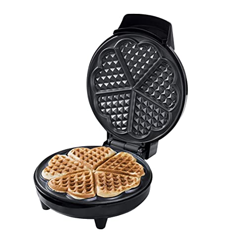 Bestron Waffle Maker for Classic Heart Waffles, Waffle Maker with Non-Stick Coating for Heart Shaped Waffles, 700 Watt, Copper