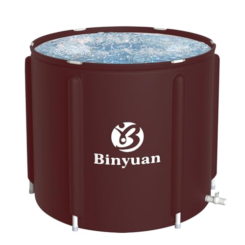 Ice Bath Tub for Athletes Portable Cold Plunge Tub Ice Bath Cold Plunge Tub Outdoor Ice Barrel Ice Bath Tub For Adults Cold Therapy Tub for Recovery (BY9001 New reddish brown-29.5"Φ x 26.8"H)