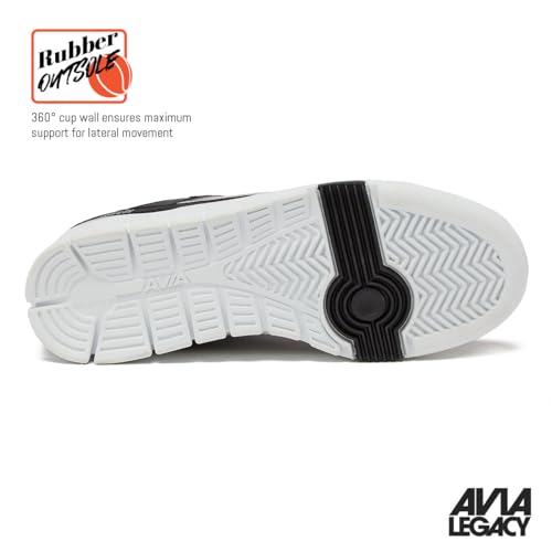 Avia 816 Men’s Basketball Shoes, Low Top Retro Sneakers for Indoor or Outdoor, Street or Court, Sizes 7 to 16, Black/White Trim, 14.5 Women/13 Men