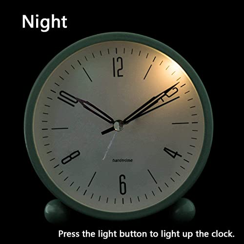 Analog Alarm Clock, 4 inch Super Silent Non Ticking Small Clock with Night Light, Battery Operated, Simply Design, for Bedroon, Bedside, Desk