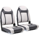 NORTHCAPTAIN S1 Deluxe High Back Folding Boat Seat,Stainless Steel Screws Included,Light Grey/Charcoal(2 Seats)