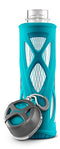 Zulu Atlas Glass Water Bottle with Flip Lid, Teal, 20 oz