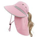 Muryobao Women's Sun Hat Outdoor UV Protection Foldable Packable Mesh Hat Wide Brim Summer Beach Fishing Cap with Neck Flap Pink