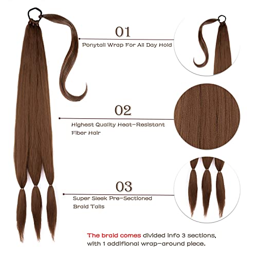 36 Inch Braided Ponytail Extension Braid Ponytail Extension with Hair Tie Long Braided Ponytail Straight Wrap Around Hair Extensions Ponytail for Women Daily Wear (30