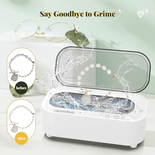 Ultrasonic Jewelry Cleaner, 48khz Professional Jewelry Cleaning Machine, 350ml Stainless Steel Ultrasonic Cleaning Machine for Jewelry Eyeglasses Watches Dentures Coins Instruments