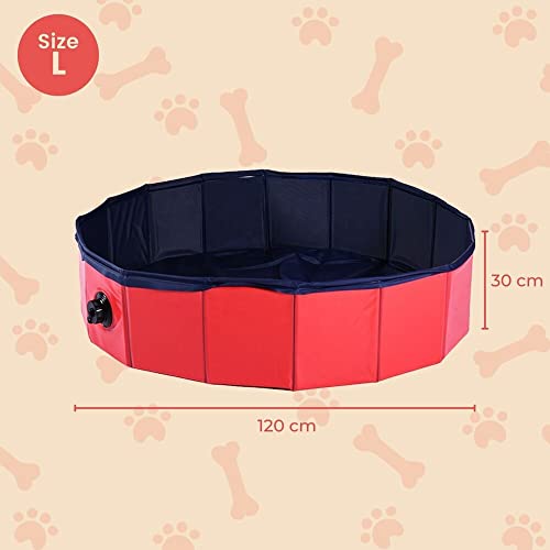 Floofi Dog Pool, Swimming Pool, Small Pool, Hard Plastic Pool, Dog Pools for Large Dogs, Outdoor Pool, Mini Pool, Pet Pool (Red Circle)