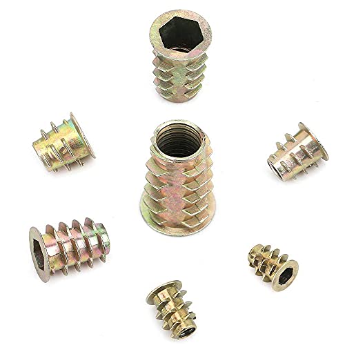 Yakamoz Trapezoidal Nut,130Pcs Hex Head Barbed Trapezoidal Nuts Internal and External Thread T-Shaped with Intermediate Nut Color-Plated 304 Stainless Steel T-Shaped Nut (M4/M5/M6/M8/M10)