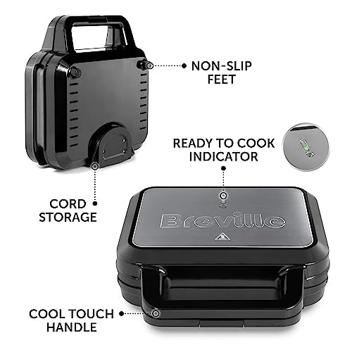Breville 3-in-1 Ultimate Snack Maker | Deep Fill Toastie Maker, Waffle Maker & Panini Press | Removable Non-Stick Plates | Black & Stainless Steel [VST098] | UK Plug