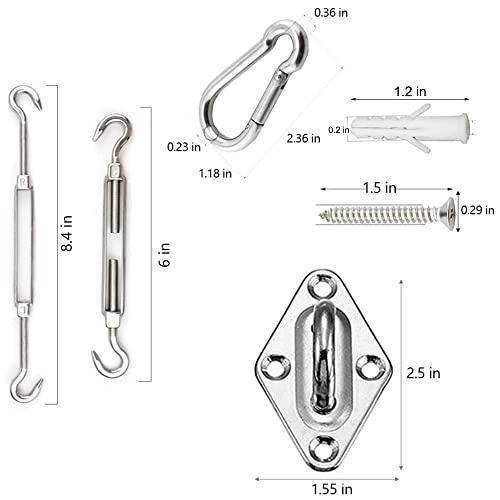 YOFIT Shade Sail Hardware Kit 6 inch for Triangle Rectangle Sun Shade Sail Installation, 304 Grade Stainless for Garden Outdoors, 80 Pcs