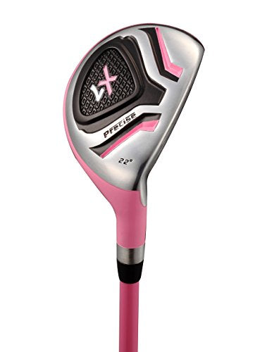 Precise Distinctive Girls Right Handed Pink Junior Golf for Age 9 to 12 (Height 4'4" to 5') Includes: Driver, Hybrid Wood, 2 Irons, Putter, Bonus Bag & 2 Headcovers,70000-PINK-9-12-RH