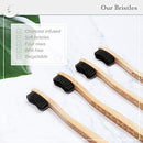 Zenify Earth Bamboo Toothbrush Adult (Set of 4) - Charcoal Infused Soft BPA Free Bristles - Biodegradable Handle - Australian Owned