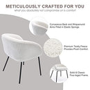 Zesthouse Modern Sherpa Chair Upholstered Barrel Chair with Metal Legs, Cute Makeup Vanity Chair Desk Chair No Wheels, Accent Armchair Comfy Leisure Sofa Chair for Living Dining Room Bedroom,White