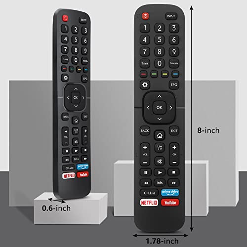 Universal Remote Control for Hisense LED Smart TVs, with Netflix, Prime Video, YouTube Buttons