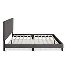 Furinno Laval Double Row Nail Head Upholstered Platform Bed Frame, Queen, Stone