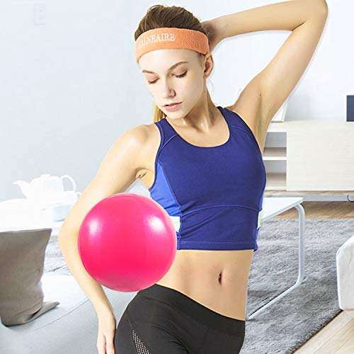 Vaupan Mini Exercise Ball, 9 Inch Small Gym Ball with Inflatable Straw for Yoga, Pilates, Stability, Barre, Physical Therapy, Stretching and Core Training, Improves Balance, Strength (Pink)