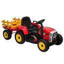 Kids Ride On Toy Farm Tractor Toy Electric Car Trailer w/MP3 Indoor Garden - Red