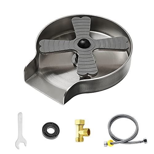 Decaura Metal Glass Rinser Automatic Bottle Cleaner Coffee Cup Washer for Kitchen Sink(Brushed Nickel)