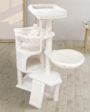 WANG Xin Three Layer Cat Tree with Cat Condo Scratch Pad and Two Hammocks,Beige