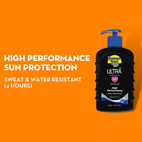 Banana Boat Ultra Sunscreen Lotion SPF50+ 400g, UVA/UVB, High Performance, Sweat Resistant, 4-Hour Water Resistant, Made in Australia