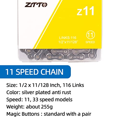 Bike Chain 6/7/8/9/10/11/12 Speed Bicycle Chain with Quick Link 116/126 Link Upgrade Universal, Silver