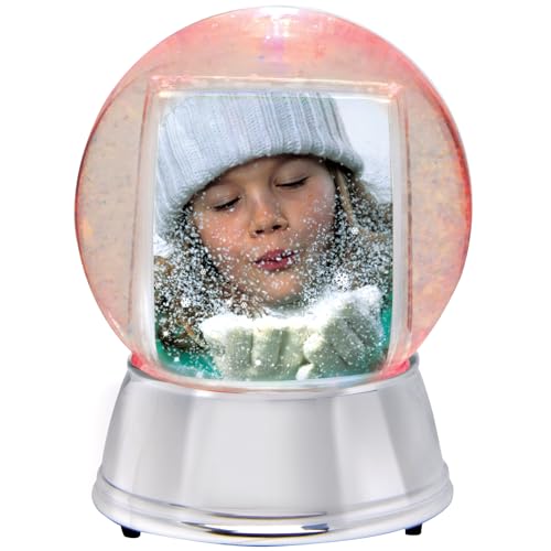 (Large, Silver) - LED Light up Photo Snow Globe (Silver, Large)