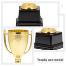 BESPORTBLE Gold Trophy Cups Award Medals: Plastic Trophies Winner Medals Golden Award Trophy Cup and Honor Medal for Winning Prizes Competitions Ceremony Appreciation Gift