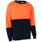 Zmart Australia Hi Vis Reflective Pullover Jumper Fleece Sweatshirt Crew Neck Safety Workwear, Fluro Orange/Navy, M