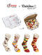 PIZZA SOCKS BOX 4 pairs MIX Vege Capriciosa Pepperoni Cotton Socks XL Made In EU