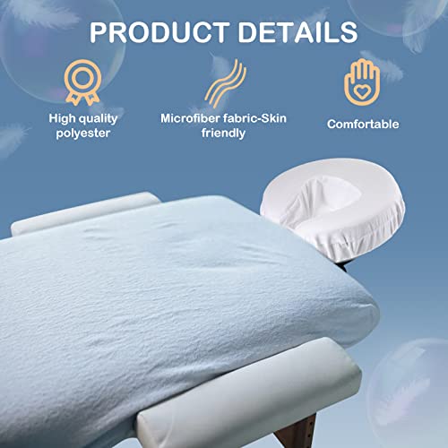 24 Pcs Face Cradle Covers for Massage Table Microfiber Reusable Soft Thicker Massage Table Head Rest Covers Bulk Oil Proof Headrest Cradle Sheets for Spa Beauty Salons (White)