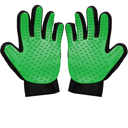 Zenify Pets Hair Grooming Glove Mitt for Deshedding Fur Removal from Pet Cats, Kittens, Rabbits, Guinea Pigs, Dogs, Puppies (Green) (Green (2 Pack))
