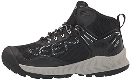 KEEN Female NXIS EVO Mid WP Black Blue Glass Size 7 US Hiking Boot