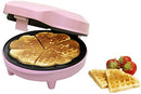 Bestron Waffle Iron for Classic Heart Wafers, Waffle Maker with Non-Stick Coating for Heart-Shaped Waffles, Retro Design, Includes Recipe Suggestions, 700 Watt, Colour: Pink