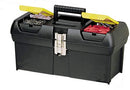 STANLEY Toolbox with Metal Latch, 2 Lid Organisers for Small Parts, Portable Tote Tray for Tools, 16 Inch, 1-92-065