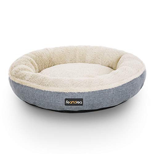 FEANDREA Dog Bed, Dog Sofa, Cat Bed, Donut Shape, Round, 55 cm Dia, Grey PGW55G