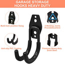 16 Pack Garage Hooks Heavy Duty, Utility Steel Garage Storage Hooks, Wall Mount Tool Organizer with Anti-Slip Coating for Garden Tools, Ladders, Bulky Items and More Equipment (Black)