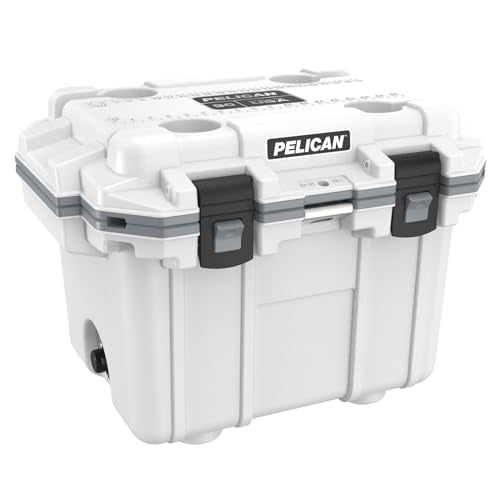 Pelican Elite IM Wheeled Cooler, 28 Litre Capacity, White/Gray, 30Q-1-WHTGRY