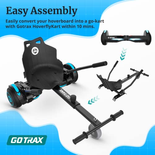 Gotrax HoverflyKart Seat Attachment Accessory for 6.5" 8" 8.5" 10" Self Balancing Scooter, Adjustable Frame Length and Handlebar Control Buggy Attachment, Hover Board Go Kart Accessory, Large, Black