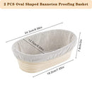 2 Packs 10 inch Oval Banneton Bread Proofing Basket Set,PIOGHAX Sourdough Proofing Bowls Bread Banneton Basket & Cloth Liner for Professional and Home Baker