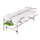 Zenses Massage Table 75cm Portable 3 Fold Aluminium Beauty Bed Green