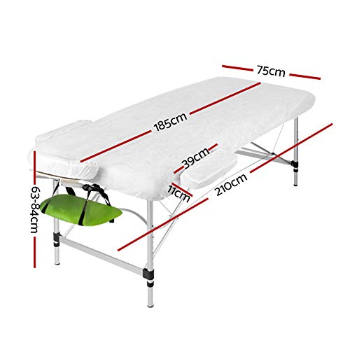 Zenses Massage Table 75cm Portable 3 Fold Aluminium Beauty Bed Green