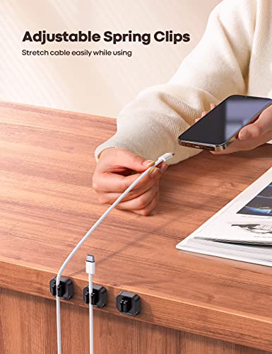 5Pack Cable Spring Holder Clips, Cord Organizer for Desk - Lamicall Adjustable Cord Clip, Wire Holder Organizer, Phone USB Charger Cable Holder, Wire Cord Management for Wall Car Desktop Nightstand