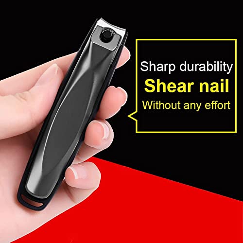 No Splash Nail Clippers with Catcher, Stainless Steel Professional Fingernail and Toenail Clippers for Thick Nails,Easy to Use Large Nail Clippers for Men, Women and Seniors