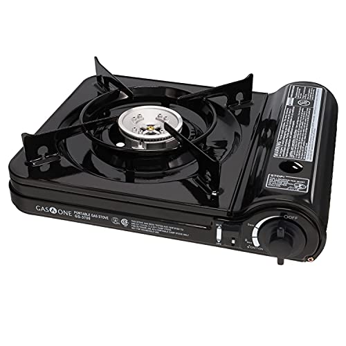 Gas ONE New 10,000 BTU CSA List Portable Butane Gas Stove with Carrying Case CSA Listed, Black, 10.9" H x 3.6" W x 12.8" L