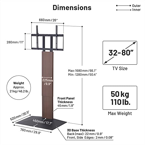 WALL V3 High Type | Sleek Japanese 32-80 Inch Universal Wall-Side TV Stand Adjustable Mount, No Drill | White Oak